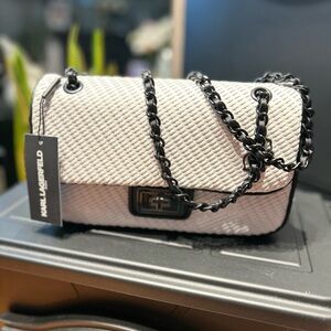 KARL LAGERFELD Agyness White & Black Shoulder Bag